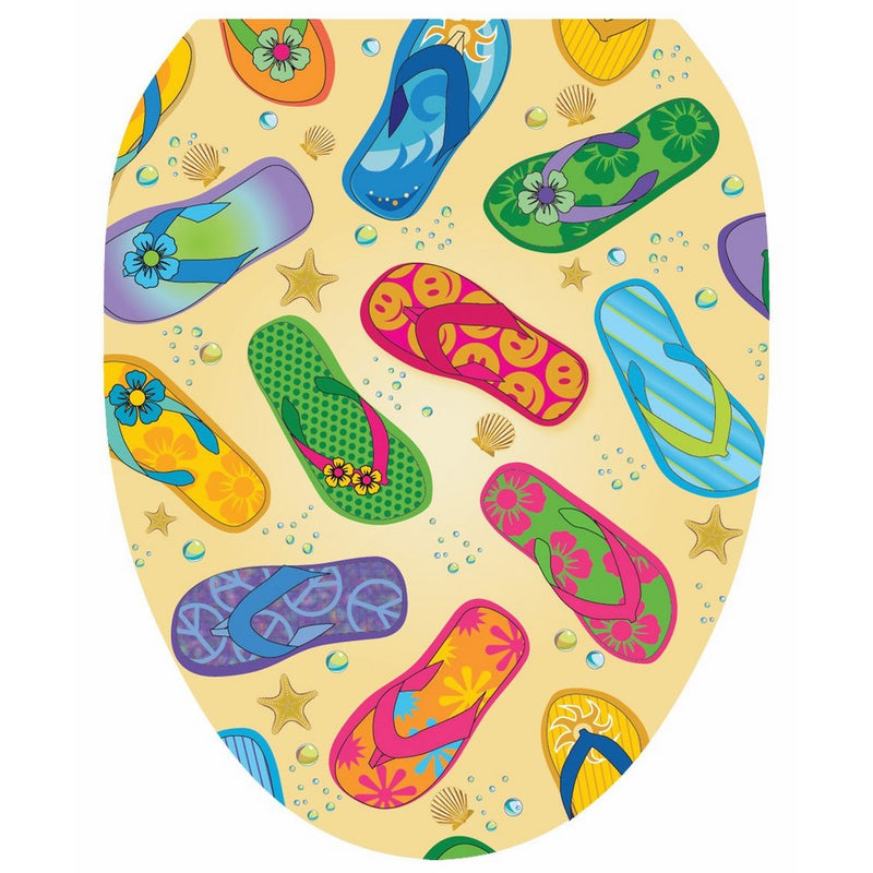 Toilet Tattoos TT-1042-O Flip Flops Design Toilet Seat Applique, Elongated