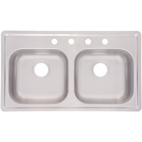 Kindred FMSB654NB Double Bowl Stainless Steel 33 x 19-Inch Top-mount Sink