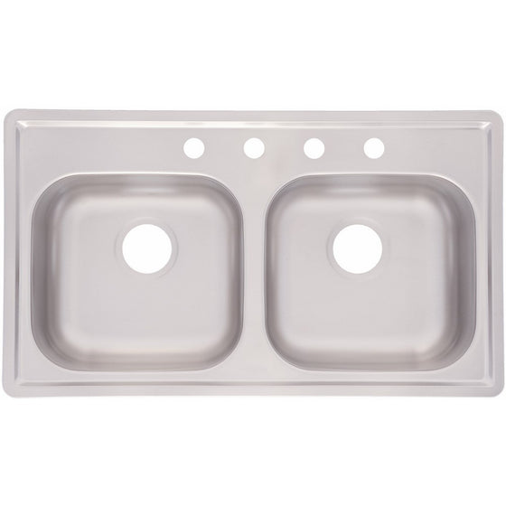 Kindred FMSB654NB Double Bowl Stainless Steel 33 x 19-Inch Top-mount Sink