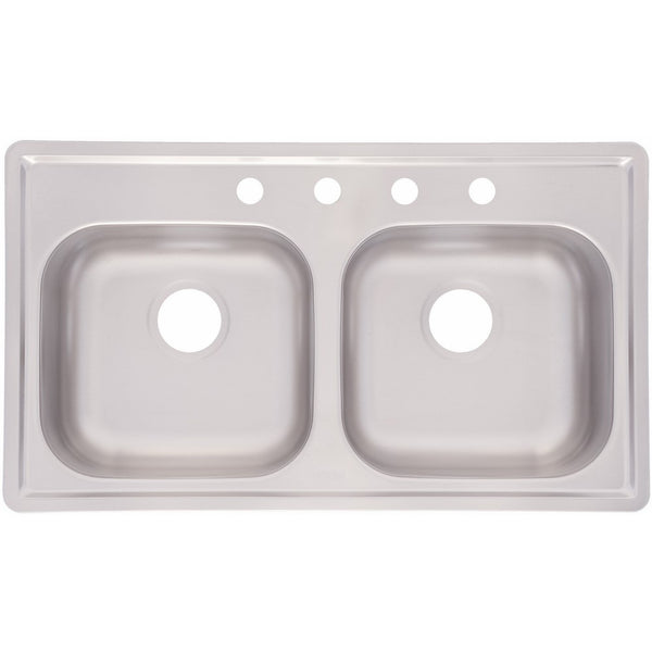 Kindred FMSB654NB Double Bowl Stainless Steel 33 x 19-Inch Top-mount Sink