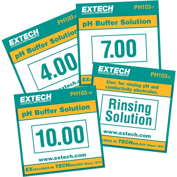 Extech PH103 Tripak Buffer Pouches 4, 7 and 10 pH with Rinse Solution Kit