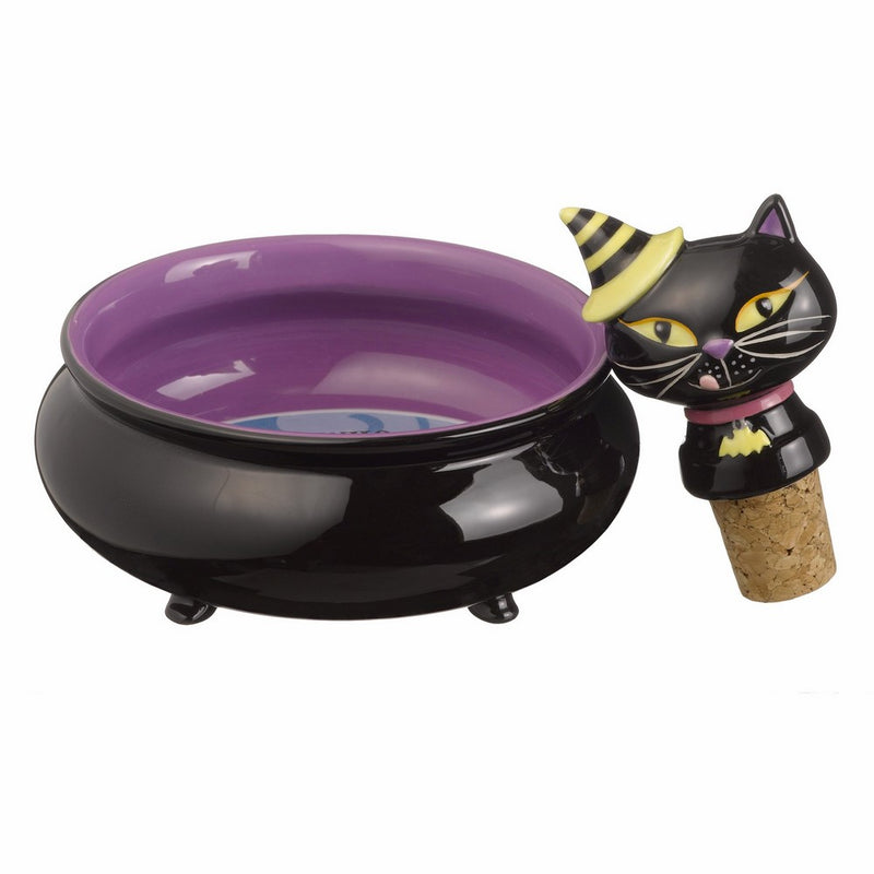 Grasslands Road Pretty Wicked "Who Needs a Glass.." Black Cat Wine Coaster and Stopper Set