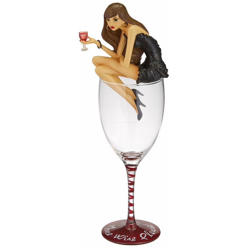 Hiccup by H2Z 11-1/2-Inch More Wine Please Wine Glass with Tall Red Wine Girl