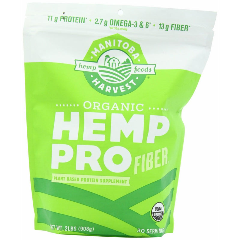 Manitoba Harvest Organic Hemp Pro Fiber Protein Powder, 32oz; with 13g Fiber & 11g Protein per serving, Preservative-Free