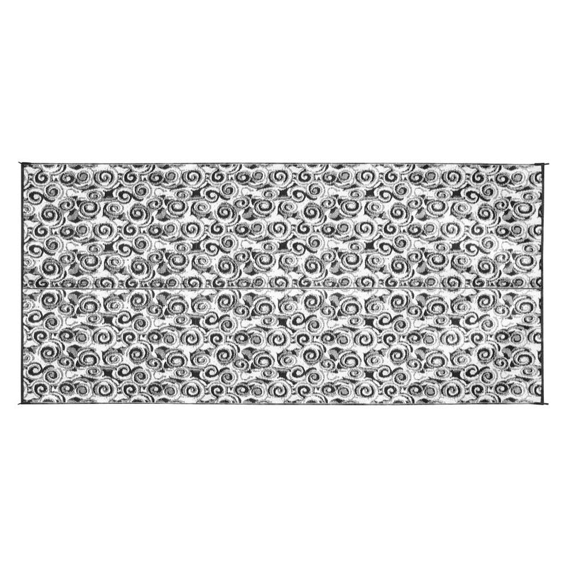 Camco Large Reversible Outdoor Patio Mat - Mold and Mildew Resistant, Easy to Clean, Perfect for Picnics, Cookouts, Camping, and The Beach (8' x 16', Charcoal Swirl Design) (42843)