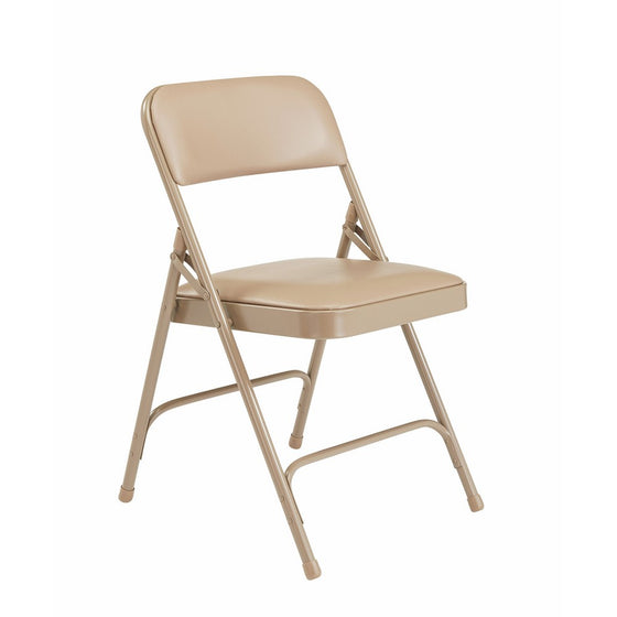 National Public Seating 1200 Series Steel Frame Upholstered Premium Vinyl Seat and Back Folding Chair with Double Brace, 480 lbs Capacity, French Beige/Beige (Carton of 4)