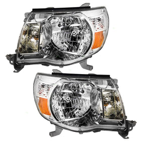 Driver and Passenger Headlights Headlamps with Chrome Bezels Replacement for Toyota Pickup Truck 8115004163 8111004163
