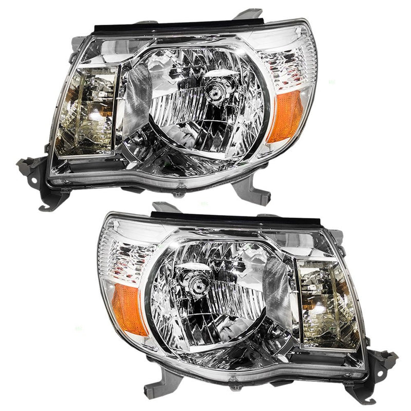 Driver and Passenger Headlights Headlamps with Chrome Bezels Replacement for Toyota Pickup Truck 8115004163 8111004163