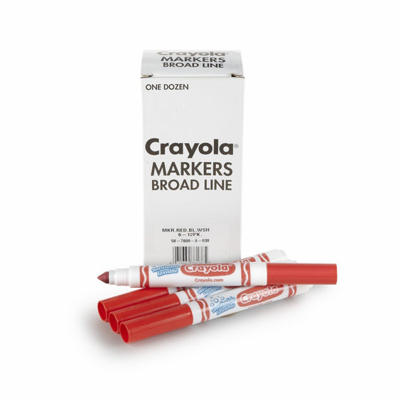Crayola 12 Count Washable Bulk Markers, Red