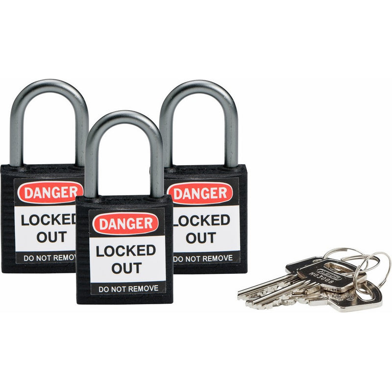 Brady 118969 Black, Brady Compact Safety Lock - Keyed Alike (3 Locks)