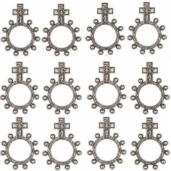 Rosary Rings Silver Metal Package of 12