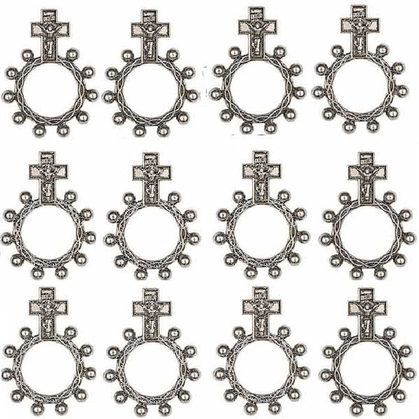 Rosary Rings Silver Metal Package of 12