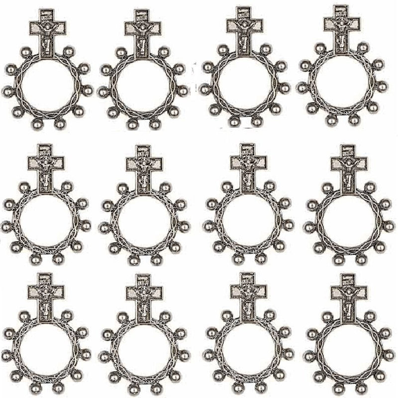 Rosary Rings Silver Metal Package of 12