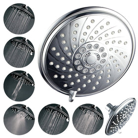 HotelSpa Extra-Large 6-Inch Rain Shower Head for Exceptional Water Coverage! High-Pressure Angle-Adjustable Shower head features Rub-clean Jets, 6 Full Settings and Premium Chrome Finish