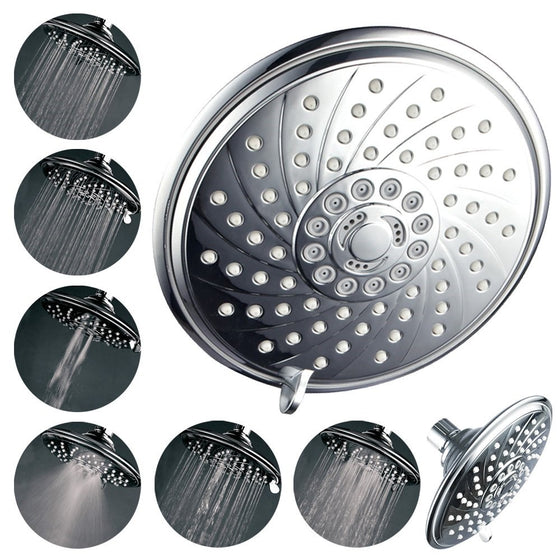 HotelSpa Extra-Large 6-Inch Rain Shower Head for Exceptional Water Coverage! High-Pressure Angle-Adjustable Shower head features Rub-clean Jets, 6 Full Settings and Premium Chrome Finish