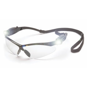 Pyramex PMXTREME Safety Glasses, Black Frame LED Temples/Clear Lens