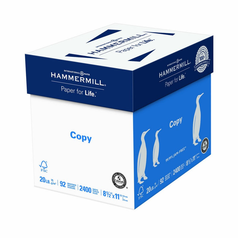 Hammermill Paper, Copy Paper Poly Wrap, 20lb, 8.5 x 11, Letter, 92 Bright, 2,400 Sheets/6 Ream Case (150200C) Made In The USA