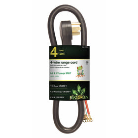 GoGreen Power GG-27204 4' 4 Wire Range Cord, 50 Amp