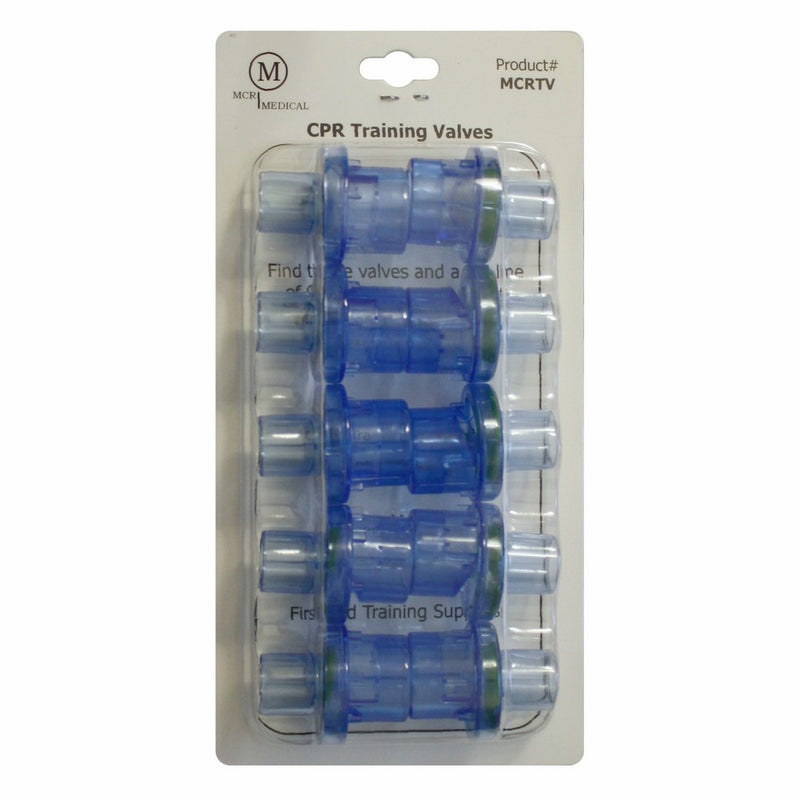 MCR Medical Supply MCRTV Universal Plastic CPR Pocket Resuscitator Mask Training Valves, Blue (Pack of 10)