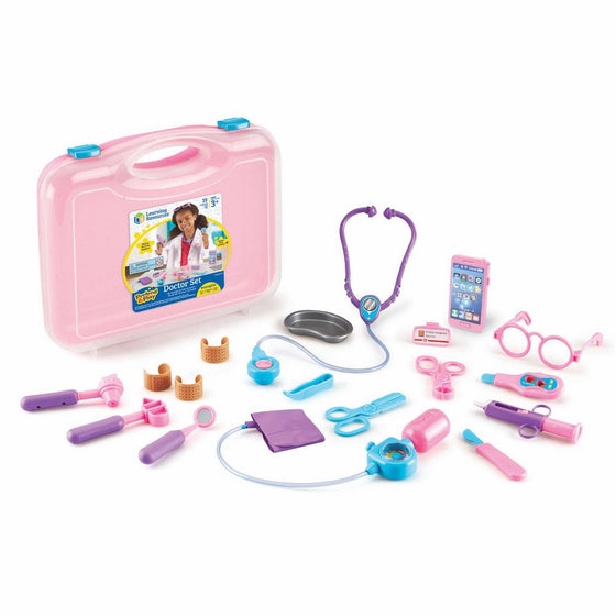 Learning Resources Pretend & Play Doctor Kit for Kids, 19 Piece set, Pink