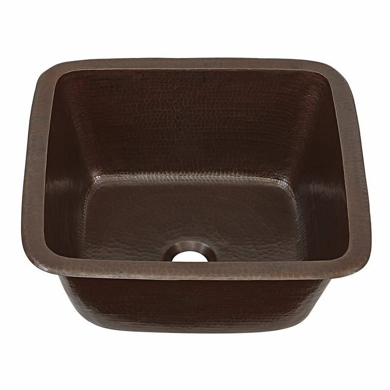 Sinkology SP501-15AG Greco Dual Mount Handmade Pure Solid Prep Bar Sink, 15", Aged Copper