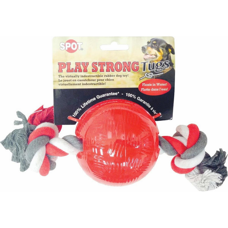 Ethical Pets Ethical Pet Play strong tug Ball with Rope - Small 3.25", Red