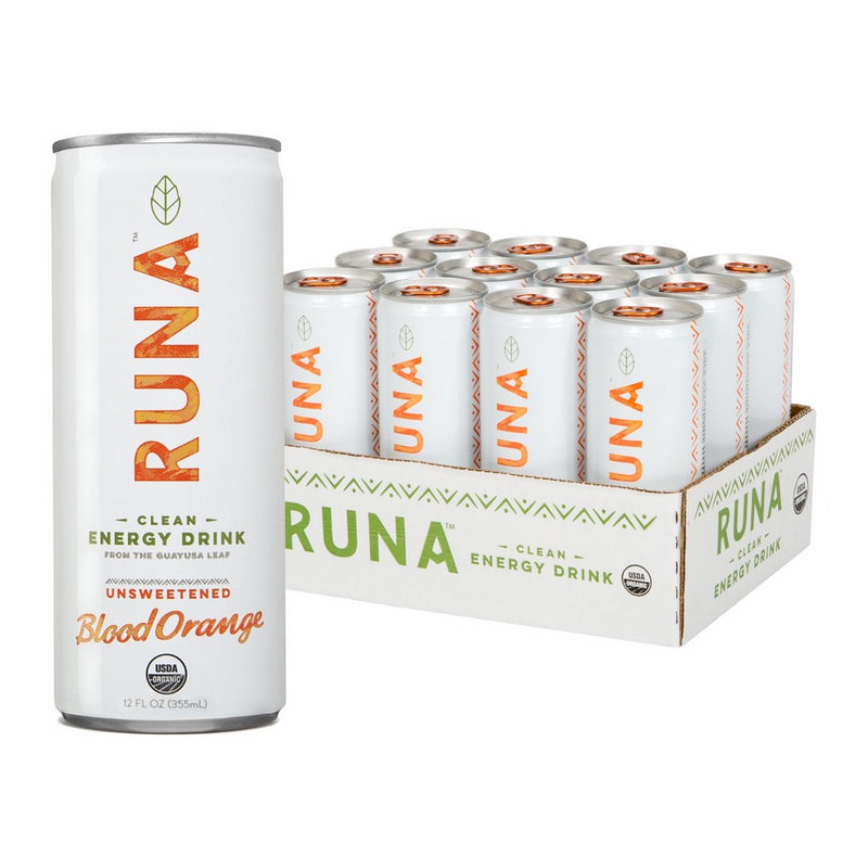 RUNA Organic Clean Energy Drink from the Guayusa Leaf, Unsweetened Blood Orange, 12 Fluid Ounce (Pack of 12)