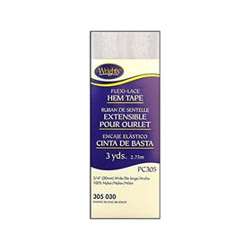 Wrights 117-305-030 Flexi Lace Hem Tape, White, 3-Yard