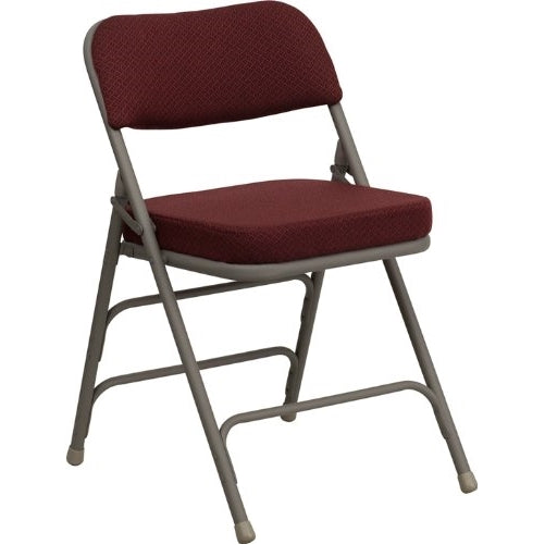 Flash Furniture HERCULES Series Premium Curved Triple Braced & Double Hinged Burgundy Fabric Metal Folding Chair