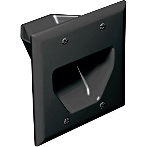 DataComm Electronics 45-0002-BK 2-Gang Recessed Low Voltage Cable Plate, Black