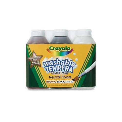 Crayola 3 Count 8-Ounce Artista II Washable Tempera Neutral Color Set