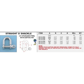 SUNC DSHACKLE 3/16 CAPTI