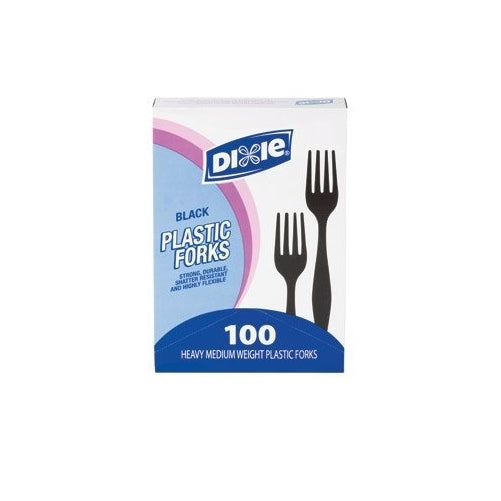 Plastic Cutlery Heavy Mediumweight Forks Black 100/Box