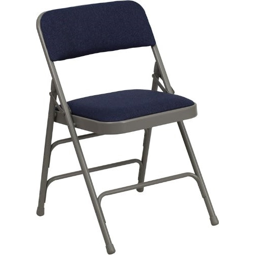 Flash Furniture HERCULES Series Curved Triple Braced & Double Hinged Navy Fabric Metal Folding Chair