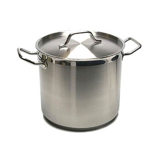 New Professional Commercial Grade 40 QT (Quart) Heavy Gauge Stainless Steel Stock Pot, 3-Ply Clad Base, Induction Ready, with Lid Cover NSF Certified Item