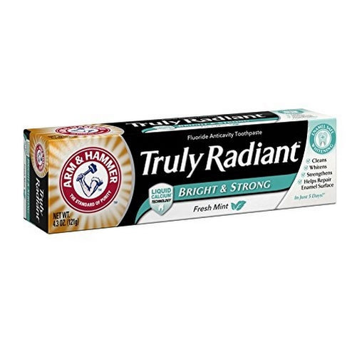 ARM & HAMMER Truly Radiant Bright & Strong Fluoride Anticavity Toothpaste Fresh Mint 4.3 oz (Packs of 4)