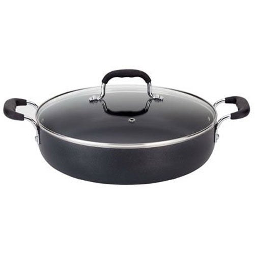 T-fal B36282 Nonstick Deep Covered Everyday Pan with Silicone Loop Handles Cookware, 12-Inch, Black