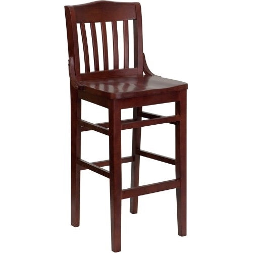 Flash Furniture HERCULES Series School House Back Mahogany Wood Restaurant Barstool