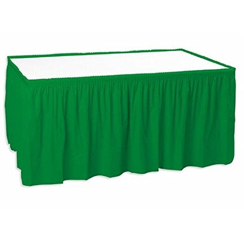 Creative Converting Plastic Table Skirt, 14-Feet, Emerald Green