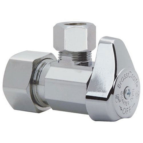 BrassCraft G2CR19X C1 1/2 in. NOM Comp Inlet x 3/8 in. OD Compression Outlet Chrome Plated Brass 1/4 Turn Angle Valve