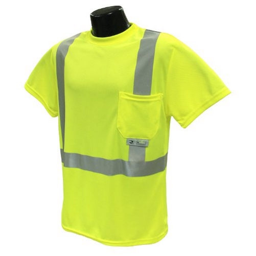 Radians ST11-2PGS-M High-Visibility Class 2 T-Shirt with Moisture Wicking Mesh, Medium, Green