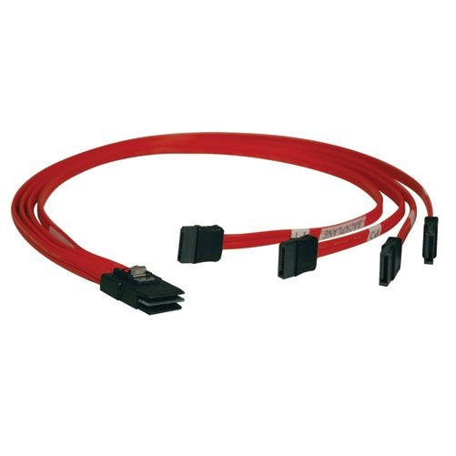 Tripp Lite Internal SAS Cable, 4-Lane mini- SAS (SFF-8087) to 4xSATA 7pin, 3-ft. (1M)(S508-003)