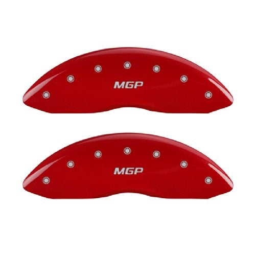 MGP Caliper Covers 22205SMGPRD 'MGP' Engraved Caliper Cover with Red Powder Coat Finish and Silver Characters, (Set of 4)