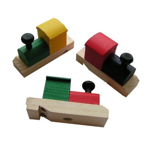 Fun Express Wooden Painted Train-Shaped Whistles - 12 Pieces