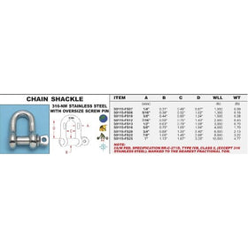 316-NM Stainless Steel Chain Shackle w/ Oversize Screw Pin 5/8" (S0115-FS16)