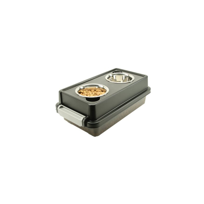 IRIS USA, Inc. IRIS Small Elevated Feeder with Airtight Storage, Black