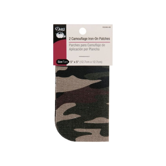 Dritz 55246-80 Camouflage Iron-On Patches, Camo Green, 5 by 5-Inch, 2-Pack