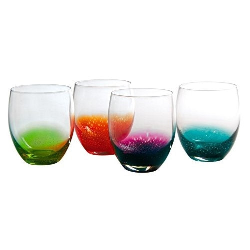Artland Fizzy Double Old-Fashioned Glass, Multi-Colored, Set of 4