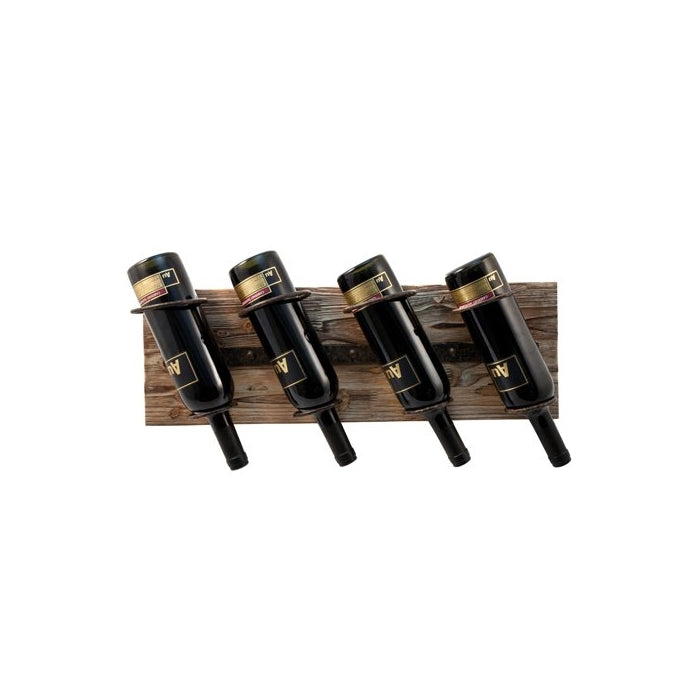 Rustic Farmhouse Metal and Wood Wine Rack by Twine – (4 Bottles, 8” x 24” x 5”)