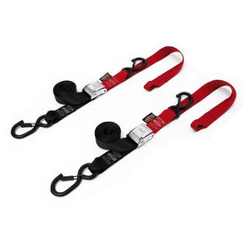 PowerTye 29621-S Red/Black 1 1/2" X 6ft Cam Buckle Soft-Tye Secure Latch Tie-Downs with Integrated Soft Hooks